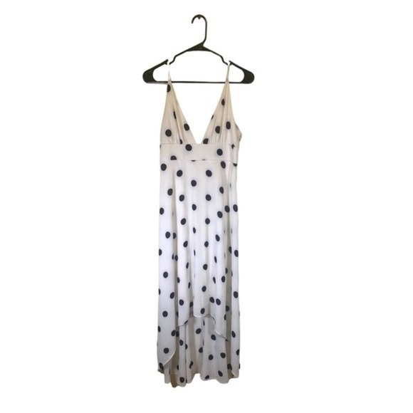 Forever 21 High Low Dress White with Black Polka Dot Size Medium - Picture 3 of 8